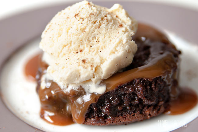 Chocolate caramel with ice cream
