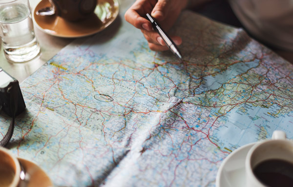 Map and coffee